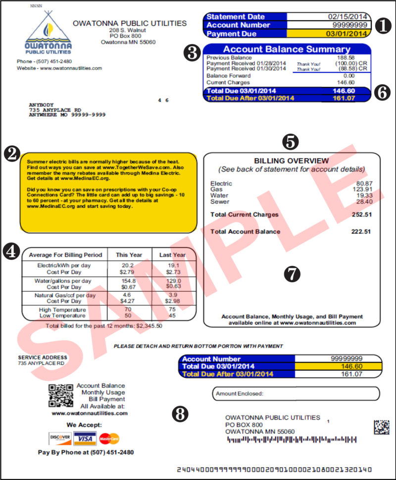 Understanding Your Bill | Owatonna Public Utilities